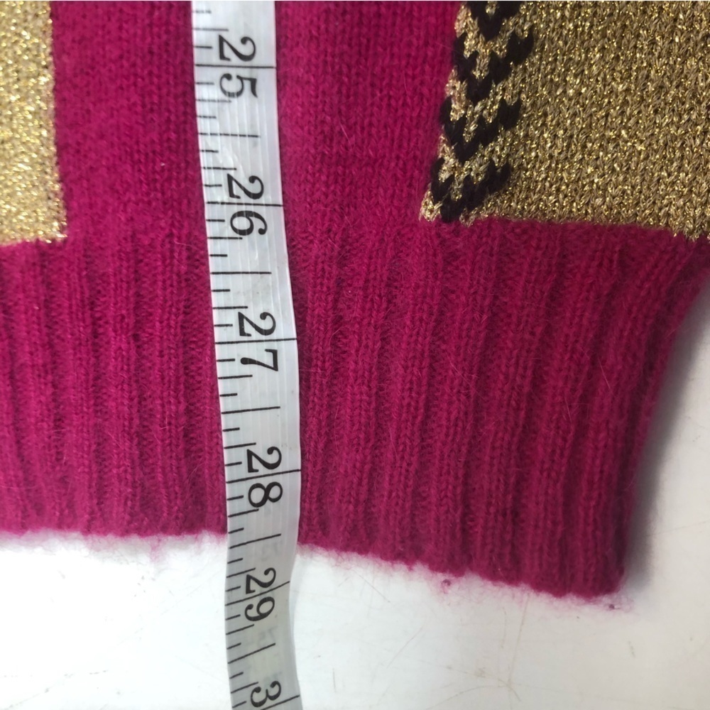 Vintage Wool Angora Patchwork Card Suits Beaded Mock Neck Sweater, size 40 (M/L) - Picture 10 of 10